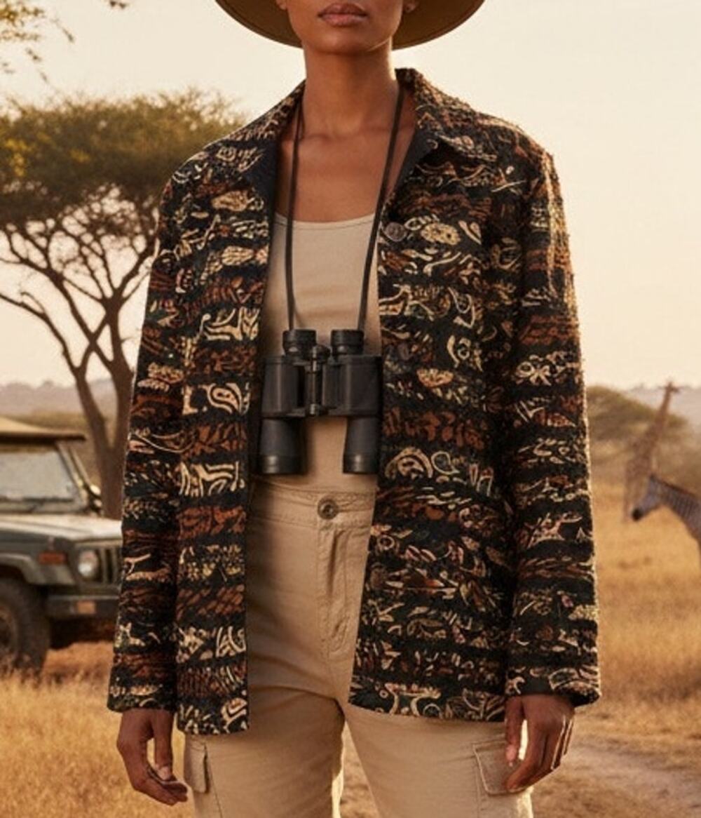 Stunning Patchwork Applique Safari-Vibes Shacket by Choices